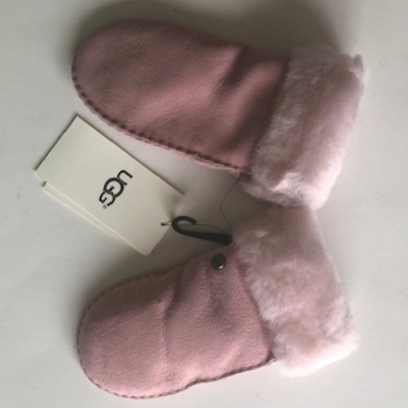 UGG KIDS LEATHER & REAL SHEARLING TRAPPER HAT AND MITTENS SET. SHEEPSKIN - Picture 6 of 16